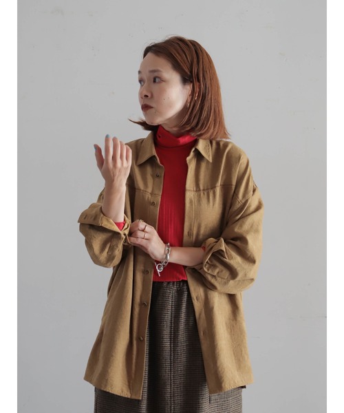 FIL DE FER(フィルデフェール)の「ポリエステルピーチ ビッグシャツ(シャツ/ブラウス・レディース・キャメル/ベージュ・FREE)」の9枚目の写真