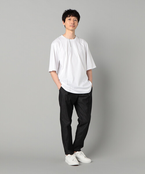 COMME CA MEN(コムサメン)の「シルケットスムース ラインTシャツ(Tシャツ/カットソー・メンズ・ホワイト/ブラック・M/L)」の3枚目の写真