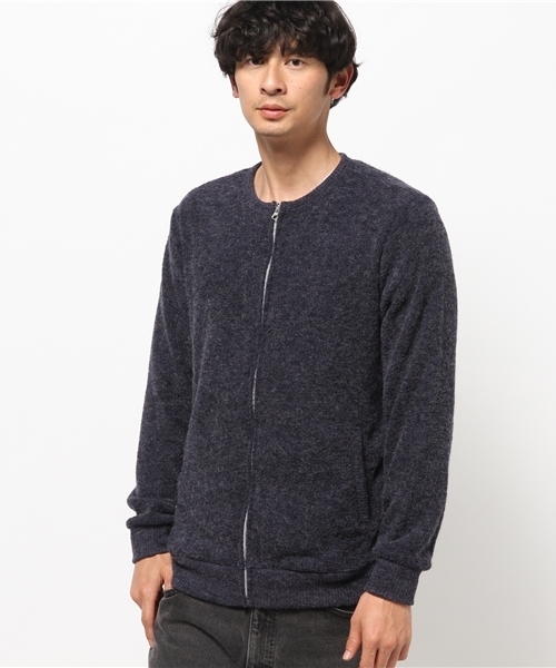 SEVENDAYS=SUNDAY（セブンデイズサンデイ）の「ウールタッチパイル　ノーカラーＺＩＰカーディガン（カーディガン/ボレロ・メンズ・カーキ/チャコールグレー/ネイビー・MEDIUM/SMALL/LARGE）」の3枚目の写真