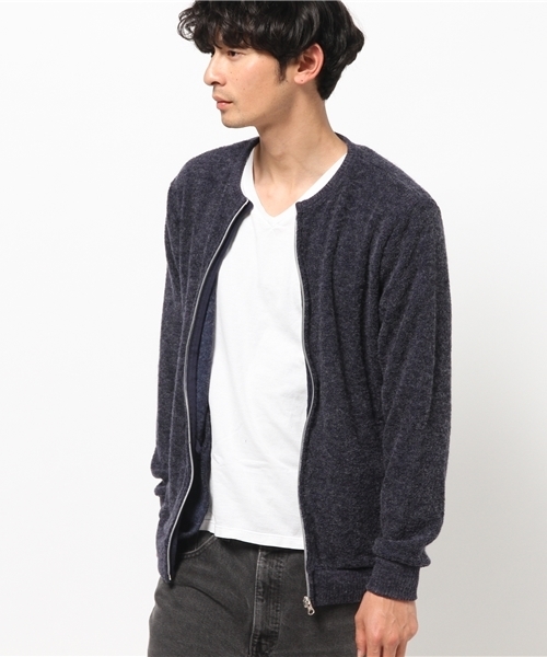 SEVENDAYS=SUNDAY（セブンデイズサンデイ）の「ウールタッチパイル　ノーカラーＺＩＰカーディガン（カーディガン/ボレロ・メンズ・カーキ/チャコールグレー/ネイビー・MEDIUM/SMALL/LARGE）」の6枚目の写真