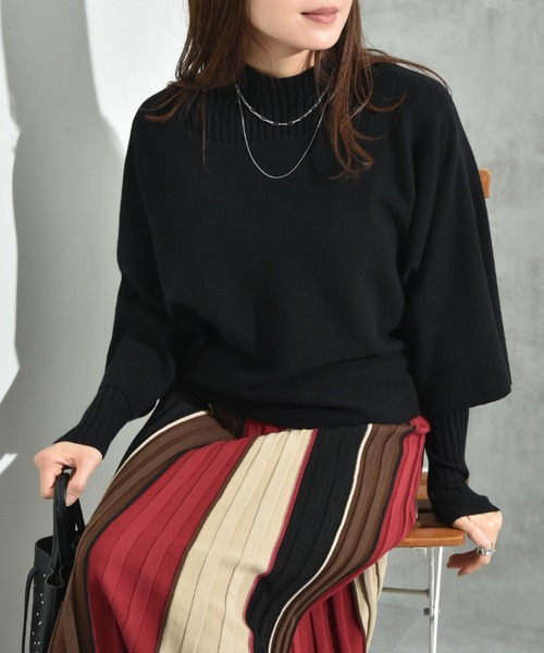 INTERPLANET（インタープラネット）の「アンサンブルニットＳＥＴ（ニット/セーター・レディース・ベージュ/ブラック/グレー・FREE）」の2枚目の写真