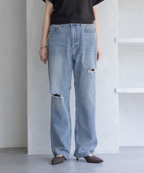 A part by（アパートバイ）の「Apbアソートデニムパンツ（デニムパンツ・レディース・ネイビー/ライトブルー・MEDIUM/SMALL）」の2枚目の写真