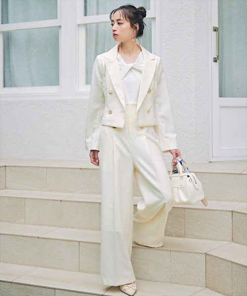 SWINGLE（スウィングル）の「【6/6(FRI)10:00予約開始】金ボタンハイウエストワイドパンツ（その他パンツ・レディース・アイボリー/ネイビー/ライトグレー・SMALL/MEDIUM）」の8枚目の写真