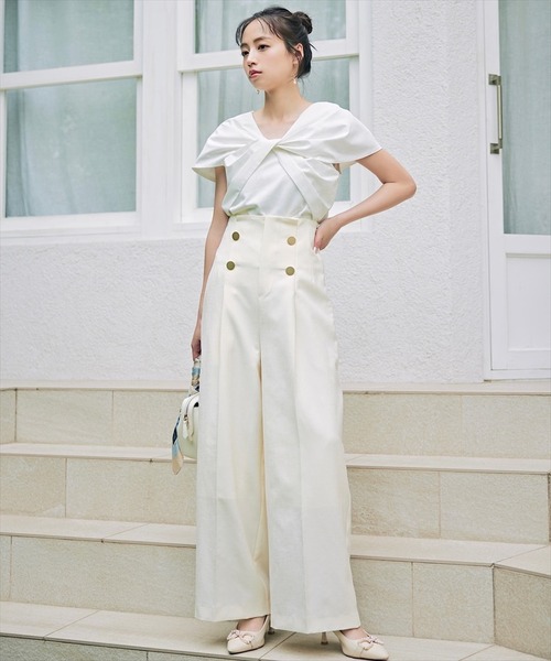 SWINGLE（スウィングル）の「【6/6(FRI)10:00予約開始】金ボタンハイウエストワイドパンツ（その他パンツ・レディース・アイボリー/ネイビー/ライトグレー・SMALL/MEDIUM）」の6枚目の写真