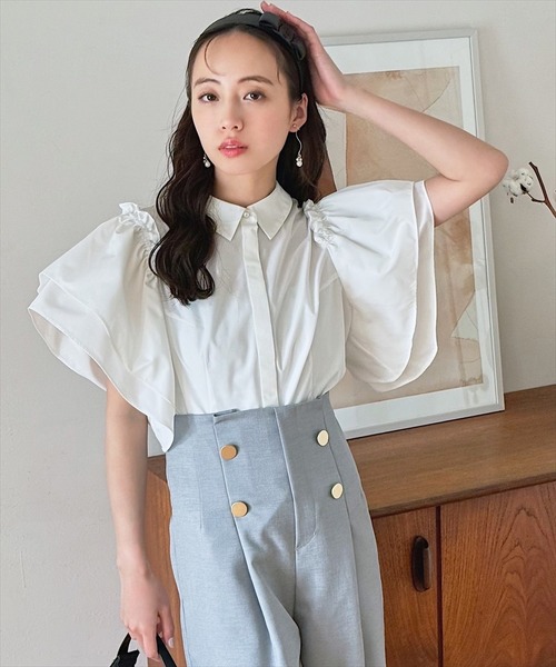 SWINGLE（スウィングル）の「【6/6(FRI)10:00予約開始】金ボタンハイウエストワイドパンツ（その他パンツ・レディース・アイボリー/ネイビー/ライトグレー・SMALL/MEDIUM）」の10枚目の写真