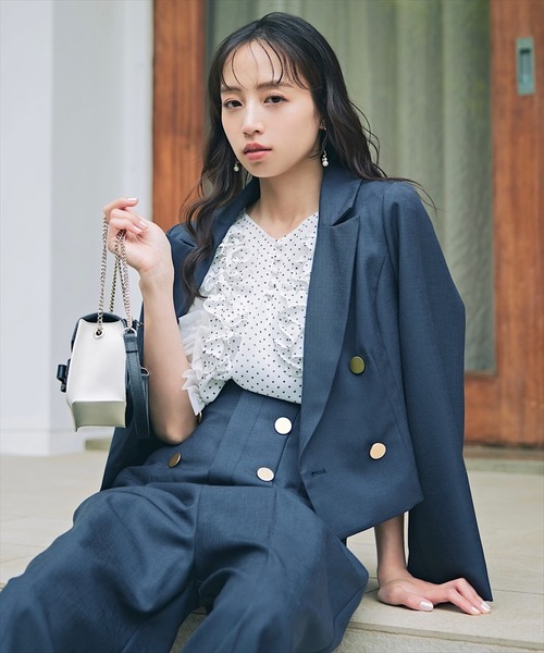 SWINGLE（スウィングル）の「【6/6(FRI)10:00予約開始】金ボタンハイウエストワイドパンツ（その他パンツ・レディース・アイボリー/ネイビー/ライトグレー・SMALL/MEDIUM）」の12枚目の写真