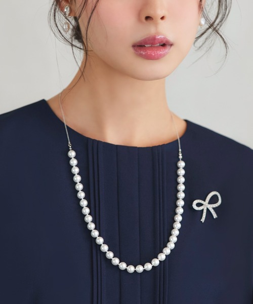 ☆今期新作☆フレイアイディー／パールリボン2wayネックレス【BLK】新品タグ付 パールリボン2wayネックレス(ネックレス)｜アクセサリー｜FRAY