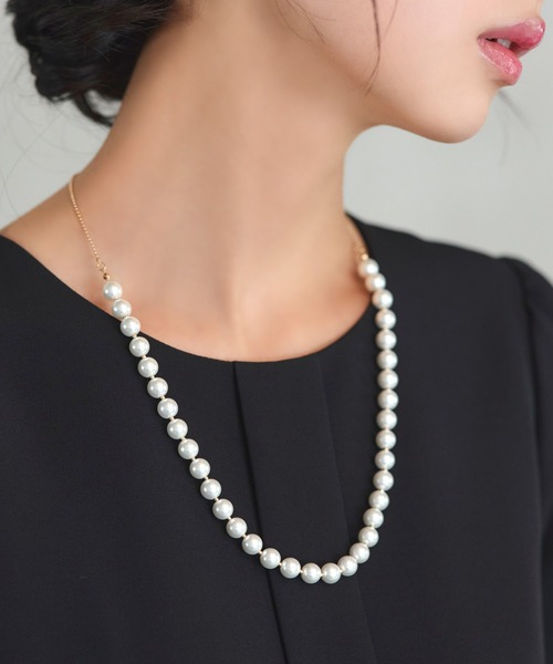 2way パール ロング / ショート スライドボール ネックレス 2way パール ロング / ショート スライドボール ネックレス