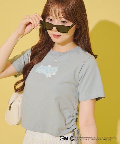 Remind me and forever（リマインドミーアンドフォーエバー）の「【パワーパフガールズ】ドロストTシャツ（Tシャツ/カットソー・レディース・オフホワイト/ブラック/サックスブルー/ピンク/ミント・FREE）」の4枚目の写真