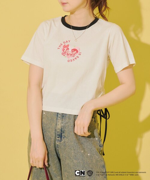 Remind me and forever（リマインドミーアンドフォーエバー）の「【パワーパフガールズ】ドロストTシャツ（Tシャツ/カットソー・レディース・オフホワイト/ブラック/サックスブルー/ピンク/ミント・FREE）」の6枚目の写真