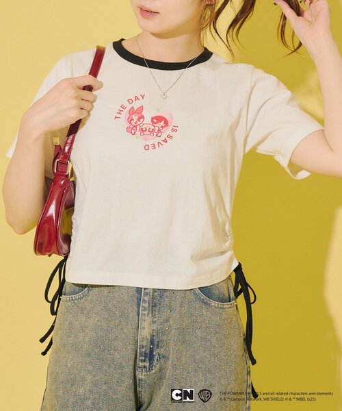 Remind me and forever（リマインドミーアンドフォーエバー）の「【パワーパフガールズ】ドロストTシャツ（Tシャツ/カットソー・レディース・オフホワイト/ブラック/サックスブルー/ピンク/ミント・FREE）」の7枚目の写真