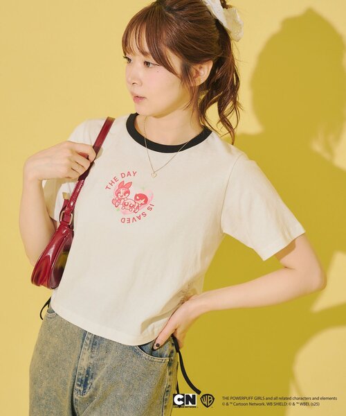 Remind me and forever（リマインドミーアンドフォーエバー）の「【パワーパフガールズ】ドロストTシャツ（Tシャツ/カットソー・レディース・オフホワイト/ブラック/サックスブルー/ピンク/ミント・FREE）」の8枚目の写真