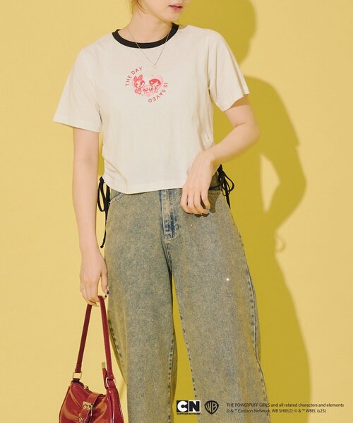 Remind me and forever（リマインドミーアンドフォーエバー）の「【パワーパフガールズ】ドロストTシャツ（Tシャツ/カットソー・レディース・オフホワイト/ブラック/サックスブルー/ピンク/ミント・FREE）」の10枚目の写真