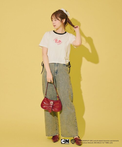 Remind me and forever（リマインドミーアンドフォーエバー）の「【パワーパフガールズ】ドロストTシャツ（Tシャツ/カットソー・レディース・オフホワイト/ブラック/サックスブルー/ピンク/ミント・FREE）」の11枚目の写真