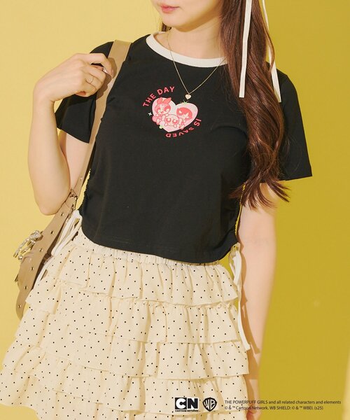 Remind me and forever（リマインドミーアンドフォーエバー）の「【パワーパフガールズ】ドロストTシャツ（Tシャツ/カットソー・レディース・オフホワイト/ブラック/サックスブルー/ピンク/ミント・FREE）」の13枚目の写真