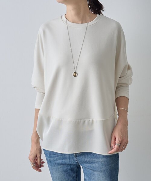 BEARDSLEY（ビアズリー）の「ラウンドキリカエプルオーバー（Tシャツ/カットソー・レディース・アイボリー/ブラック・FREE）」の3枚目の写真