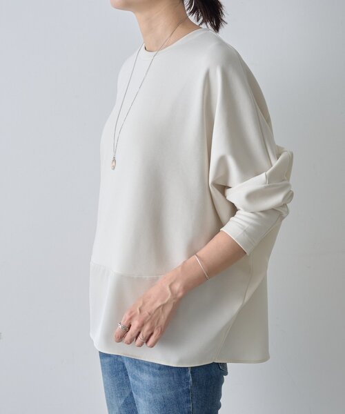 BEARDSLEY（ビアズリー）の「ラウンドキリカエプルオーバー（Tシャツ/カットソー・レディース・アイボリー/ブラック・FREE）」の4枚目の写真