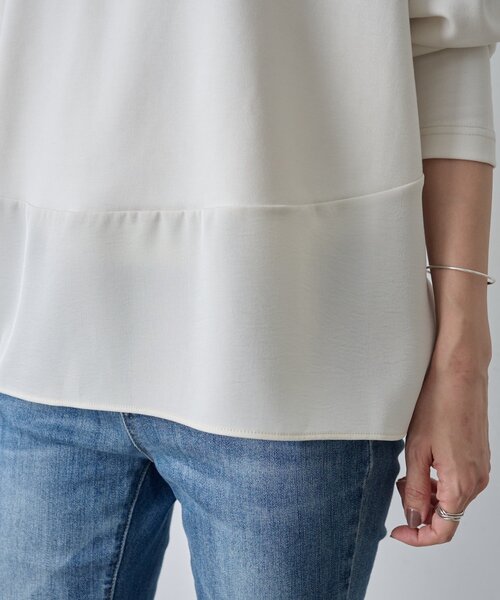 BEARDSLEY（ビアズリー）の「ラウンドキリカエプルオーバー（Tシャツ/カットソー・レディース・アイボリー/ブラック・FREE）」の6枚目の写真