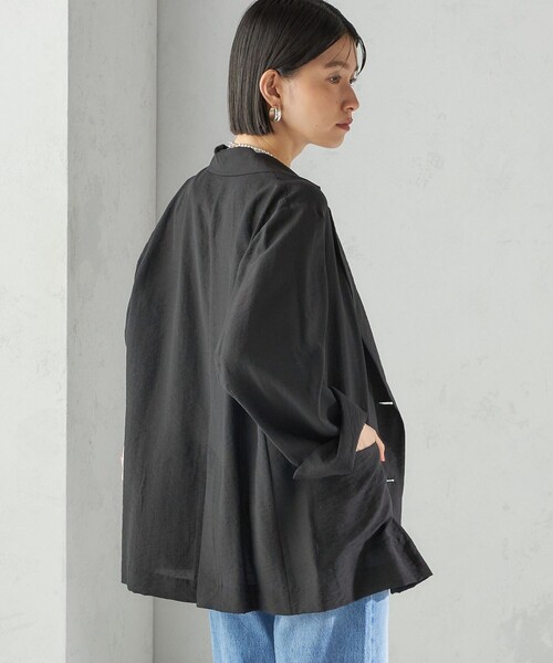 SHIPS(シップス)の「〈手洗い可能〉シアー シルク混 ジャケット(テーラードジャケット・レディース・ブラック/ライトブラウン・38/36)」の15枚目の写真