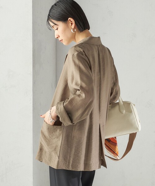 SHIPS(シップス)の「〈手洗い可能〉シアー シルク混 ジャケット(テーラードジャケット・レディース・ブラック/ライトブラウン・38/36)」の12枚目の写真