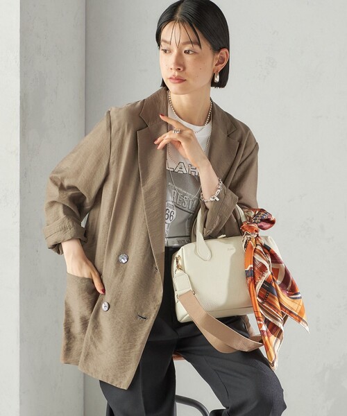 SHIPS(シップス)の「〈手洗い可能〉シアー シルク混 ジャケット(テーラードジャケット・レディース・ブラック/ライトブラウン・38/36)」の9枚目の写真