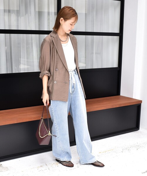 SHIPS(シップス)の「〈手洗い可能〉シアー シルク混 ジャケット(テーラードジャケット・レディース・ブラック/ライトブラウン・38/36)」の19枚目の写真