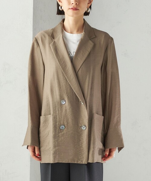 SHIPS(シップス)の「〈手洗い可能〉シアー シルク混 ジャケット(テーラードジャケット・レディース・ブラック/ライトブラウン・38/36)」の11枚目の写真