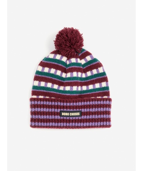 BOBO CHOSES（ボボショーズ）の「Bobo Choses jacquard beanie（ニットキャップ/ビーニー・キッズ・パープル・HEAD54/HEAD52）」の2枚目の写真