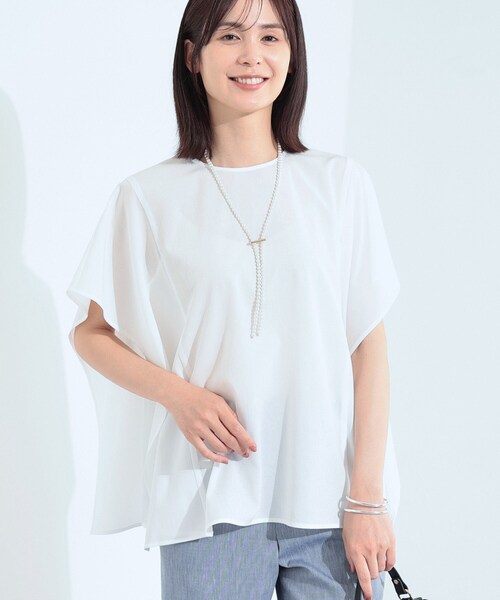 INDIVI（インディヴィ）の「【体型カバー】スクエアブラウス（シャツ/ブラウス・レディース・ブルー/ブラック/ホワイト/ライトグレー・34/15 /13/38/19/05）」の2枚目の写真