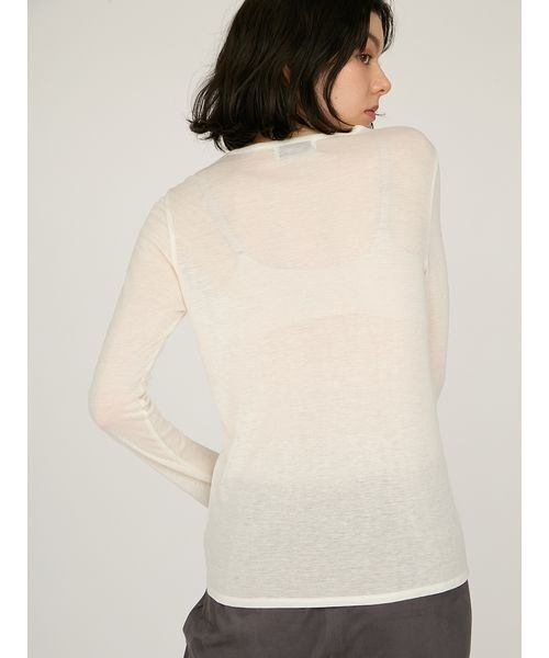 emmi（エミ）の「セミシアーフライストップス（Tシャツ/カットソー・レディース・ホワイト/イエロー/ネイビー/グレー・F）」の13枚目の写真