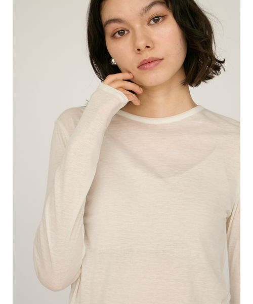 emmi（エミ）の「セミシアーフライストップス（Tシャツ/カットソー・レディース・ホワイト/イエロー/ネイビー/グレー・F）」の15枚目の写真