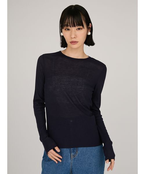 emmi（エミ）の「セミシアーフライストップス（Tシャツ/カットソー・レディース・ホワイト/イエロー/ネイビー/グレー・F）」の18枚目の写真