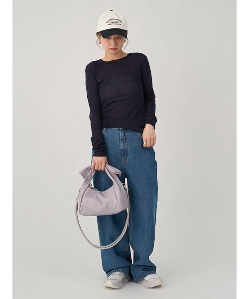 emmi（エミ）の「セミシアーフライストップス（Tシャツ/カットソー・レディース・ホワイト/イエロー/ネイビー/グレー・F）」の6枚目の写真