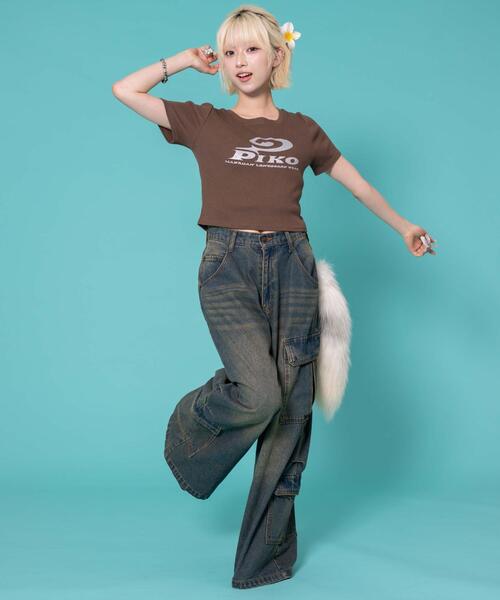 Piko(ピコ)の「∴WEGO/PIKO別注ラメリブT(Tシャツ/カットソー・レディース・ホワイト/ピンク/ブラウン・FREE)」の4枚目の写真