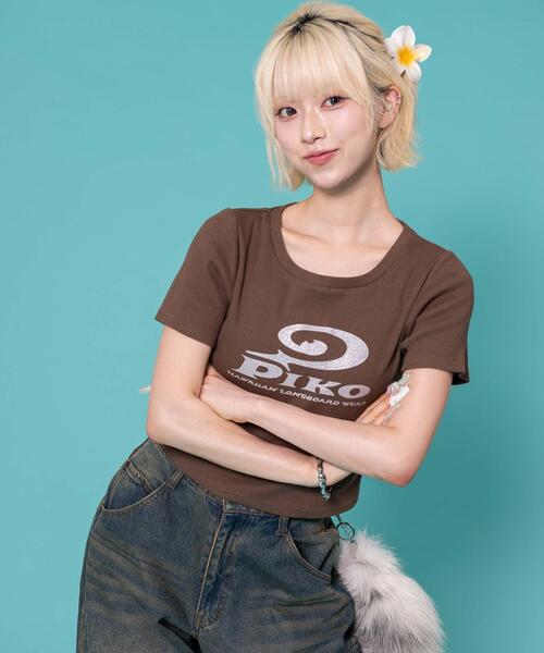 Piko(ピコ)の「∴WEGO/PIKO別注ラメリブT(Tシャツ/カットソー・レディース・ホワイト/ピンク/ブラウン・FREE)」の7枚目の写真