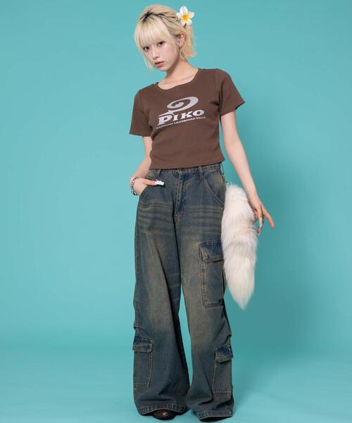 Piko(ピコ)の「∴WEGO/PIKO別注ラメリブT(Tシャツ/カットソー・レディース・ホワイト/ピンク/ブラウン・FREE)」の9枚目の写真