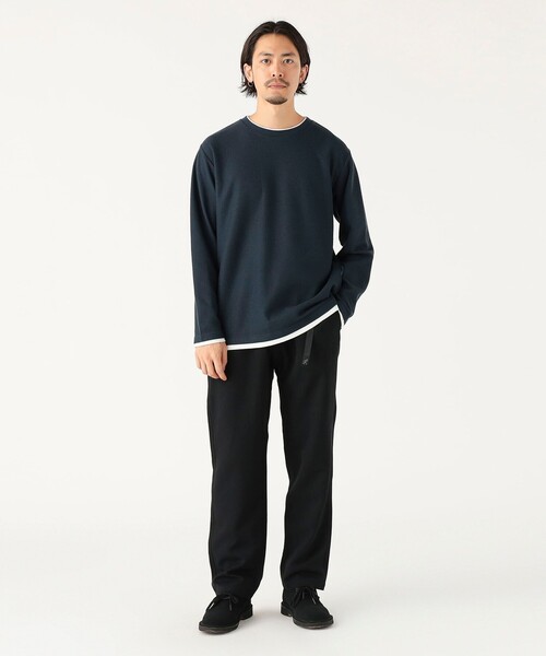 B:MING by BEAMS（ビーミングバイビームス）の「フェイクレイヤード ワッフル クルーネック Tシャツ（Tシャツ/カットソー・メンズ・チャコールグレー/ネイビー・X-LARGE/LARGE/MEDIUM/SMALL）」の3枚目の写真