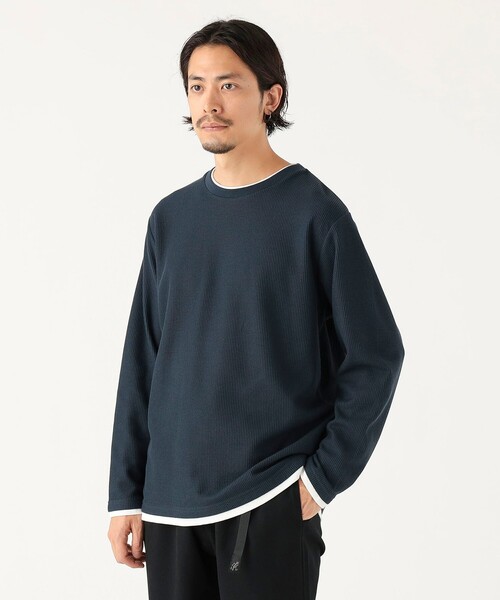 B:MING by BEAMS（ビーミングバイビームス）の「フェイクレイヤード ワッフル クルーネック Tシャツ（Tシャツ/カットソー・メンズ・チャコールグレー/ネイビー・X-LARGE/LARGE/MEDIUM/SMALL）」の4枚目の写真