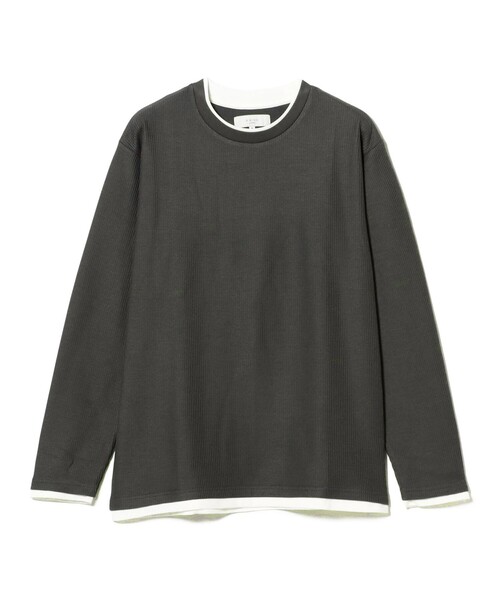 B:MING by BEAMS（ビーミングバイビームス）の「フェイクレイヤード ワッフル クルーネック Tシャツ（Tシャツ/カットソー・メンズ・チャコールグレー/ネイビー・X-LARGE/LARGE/MEDIUM/SMALL）」の5枚目の写真