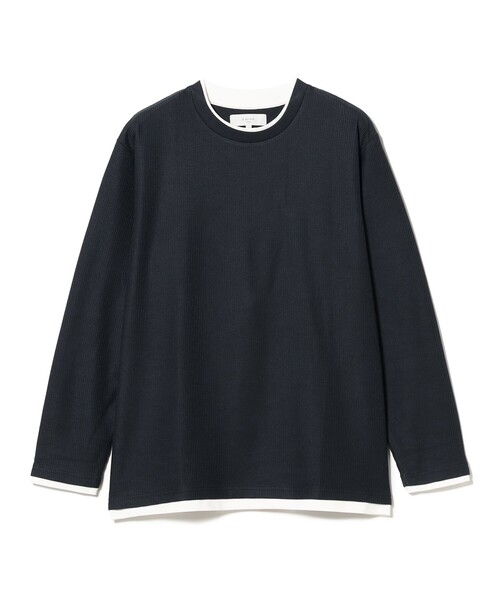 B:MING by BEAMS（ビーミングバイビームス）の「フェイクレイヤード ワッフル クルーネック Tシャツ（Tシャツ/カットソー・メンズ・チャコールグレー/ネイビー・X-LARGE/LARGE/MEDIUM/SMALL）」の8枚目の写真
