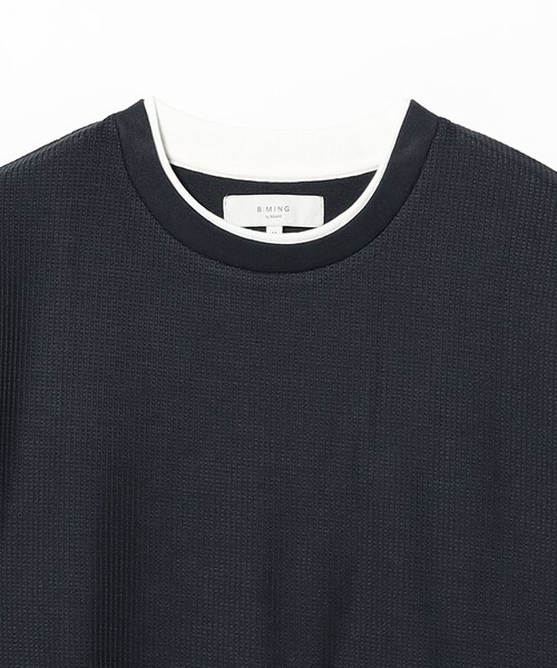 B:MING by BEAMS（ビーミングバイビームス）の「フェイクレイヤード ワッフル クルーネック Tシャツ（Tシャツ/カットソー・メンズ・チャコールグレー/ネイビー・X-LARGE/LARGE/MEDIUM/SMALL）」の9枚目の写真