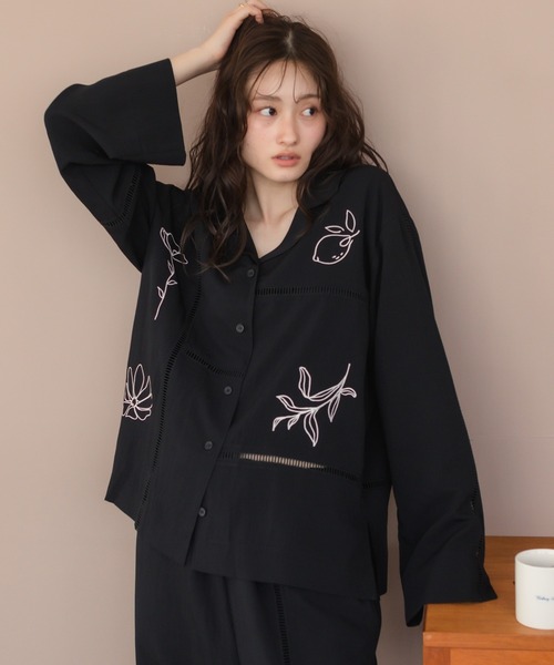 セール】【Hideka Original】刺繍パッチワークシャツ/セットアップ対応