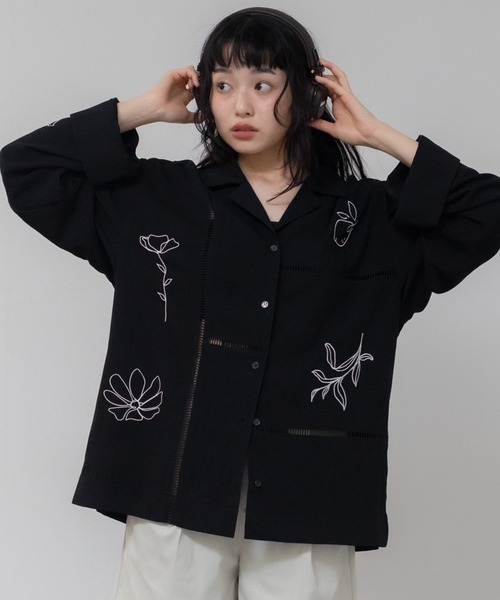 Hideka Original】刺繍パッチワークシャツ/セットアップ対応 オーバー