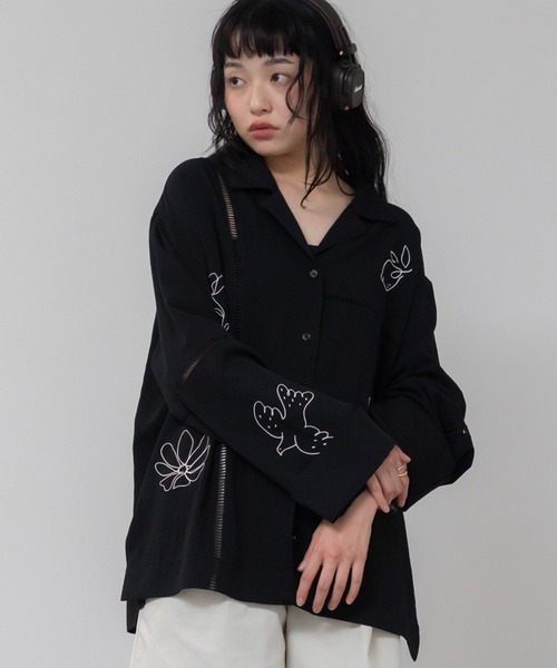 Hideka Original】刺繍パッチワークシャツ/セットアップ対応 オーバー