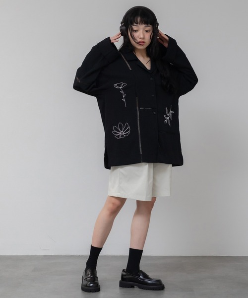 セール】【Hideka Original】刺繍パッチワークシャツ/セットアップ対応