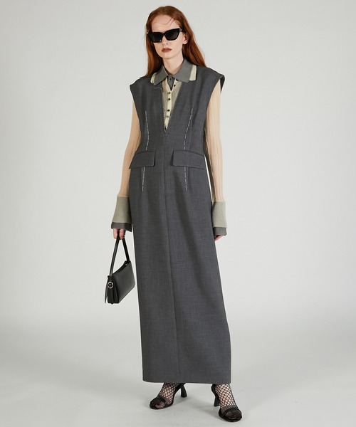 PRANK PROJECT ハンドステッチディープVドレス セール】ハンドステッチディープVドレス / Hand-stitched Deep V-neck