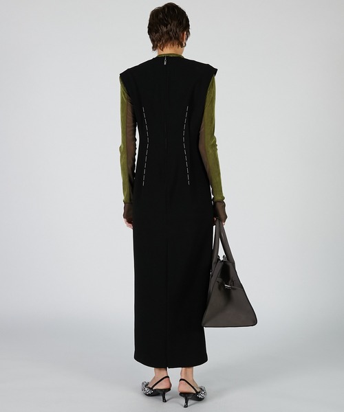 PRANK PROJECT（プランクプロジェクト）の「ハンドステッチディープVドレス / Hand-stitched Deep V-neck Dress（ワンピース・レディース・ブラック/グレー・36/38）」の11枚目の写真