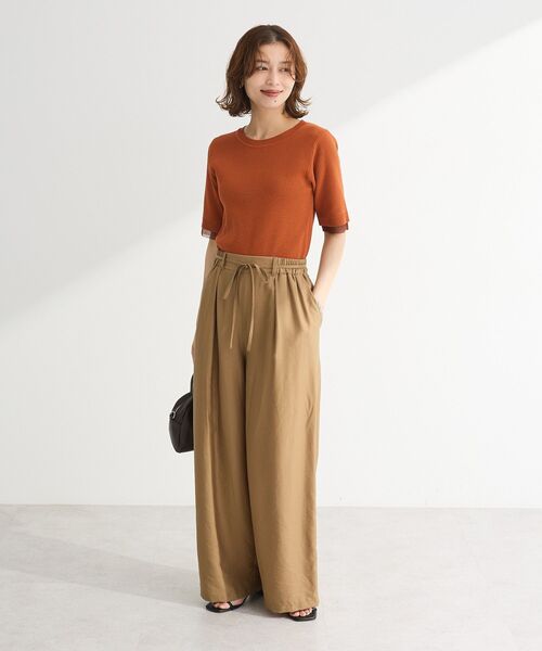 Green　Parks（グリーンパークス）の「共ベルト付きツイルカラーパンツ（その他パンツ・レディース・ダークグリーン/ベージュ/ボルドー/ブラウン/ダークネイビー・FREE）」の13枚目の写真