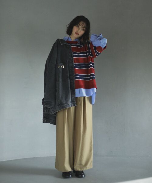 Green　Parks（グリーンパークス）の「共ベルト付きツイルカラーパンツ（その他パンツ・レディース・ダークグリーン/ベージュ/ボルドー/ブラウン/ダークネイビー・FREE）」の16枚目の写真