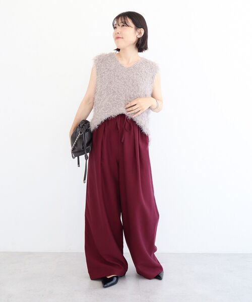 Green　Parks（グリーンパークス）の「共ベルト付きツイルカラーパンツ（その他パンツ・レディース・ダークグリーン/ベージュ/ボルドー/ブラウン/ダークネイビー・FREE）」の19枚目の写真